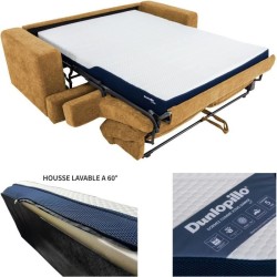 Canapé convertible express - 3 places - IGOR - Tissu gauffré - Ocre