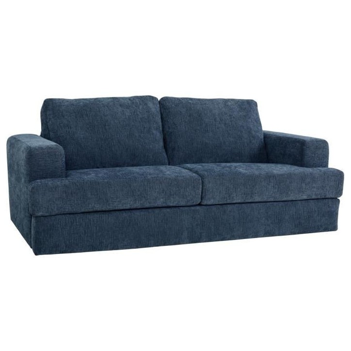 Canapé convertible express - 3 places - IGOR - Tissu gauffré - Saphir - Matelas 15 cm - 231 x 107 x 90 cm
