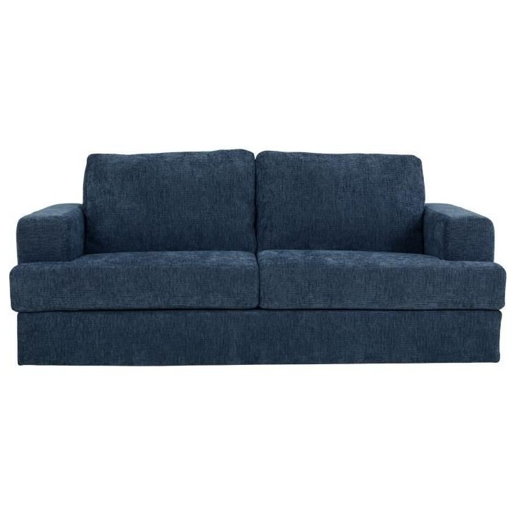 Canapé convertible express - 3 places - IGOR - Tissu gauffré - Saphir - Matelas 15 cm - 231 x 107 x 90 cm