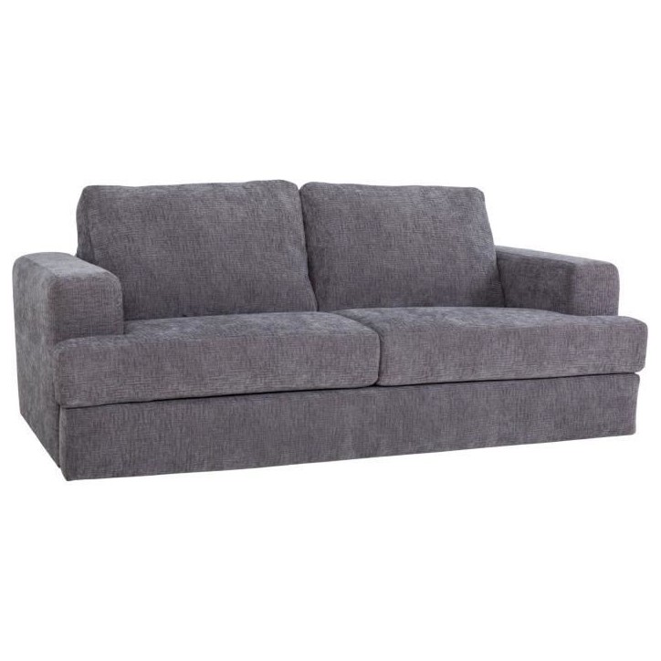 Canapé convertible express - 3 places - IGOR - Tissu gauffré - Gris souris - Matelas 15 cm - 231 x 107 x 90 cm