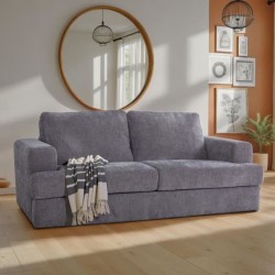 Canapé convertible express - 3 places - IGOR - Tissu gauffré - Gris