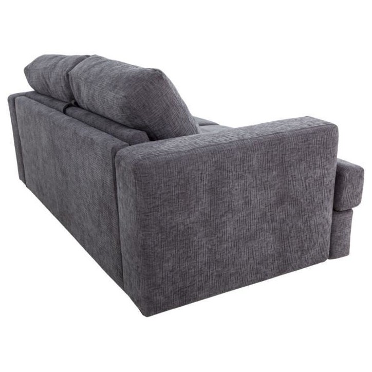 Canapé convertible express - 3 places - IGOR - Tissu gauffré - Gris souris - Matelas 15 cm - 231 x 107 x 90 cm