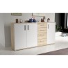 Buffet IKOLI - 3 portes, 4 tiroirs - Décor chene Sonoma et blanc - L1