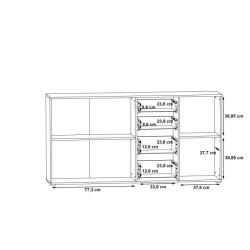 Buffet IKOLI - 3 portes, 4 tiroirs - Décor chene Sonoma et blanc - L1