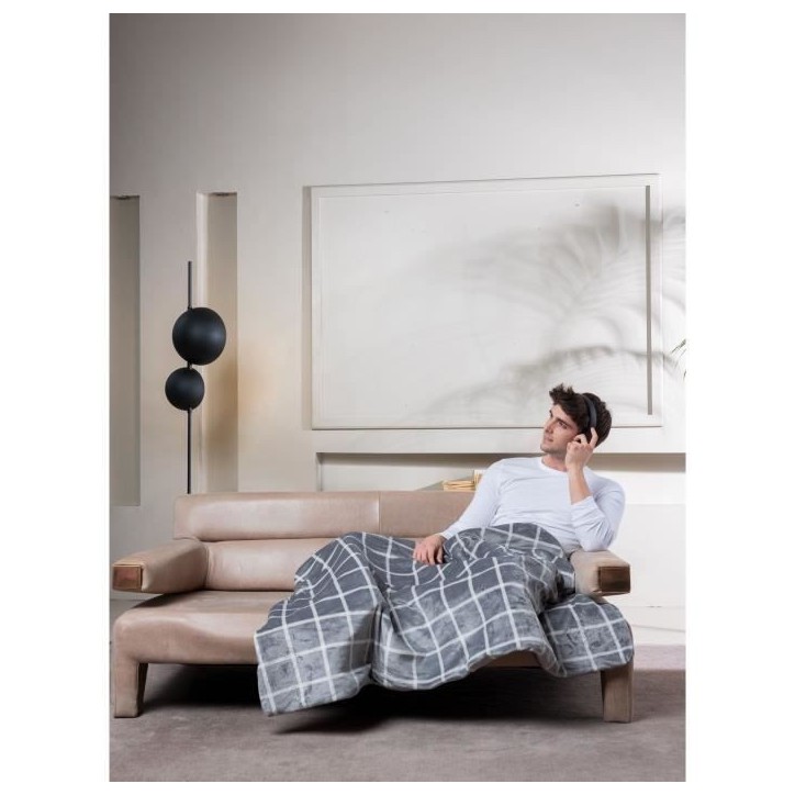 Couverture Chauffante - Imetec - Plaid chauffant 150x110 cm - 6 Températures - Tissu Toucher Velours et Sherpa - Lavable en Mac