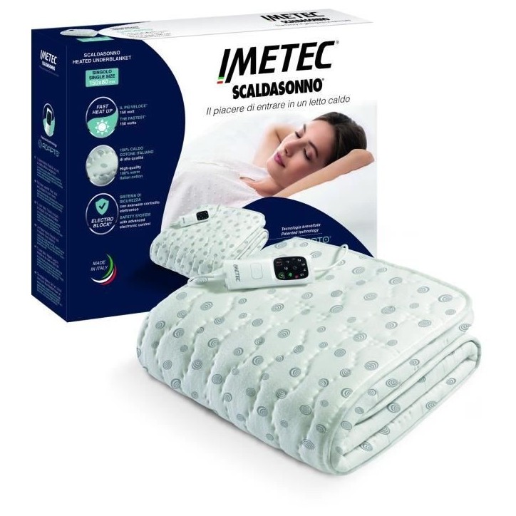 Surmatelas Chauffant - Imetec - 1 Place Adapto, 150x80cm - 6 Températures - 100% Coton Chauffage Rapide - Température Constant Surmatelas Chauffant - Imetec - 1 Place Adapto, 150x80cm - 6 Températures - 100% Coton Chauffage Rapide - Température Constant