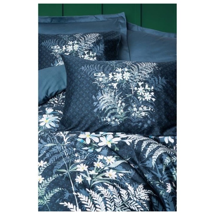 Parure de lit - 1 housse de couette 220 x 240 cm + 2 taies d'oreiller 60 x 60 cm - Satiné 100% coton - Vert