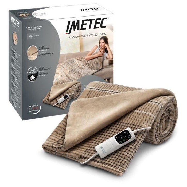 Couverture Chauffante - Imetec - Plaid chauffant 180x140 cm - 6 Températures - Technologie Anti Surchauffe Adapto - Lavable Couverture Chauffante - Imetec - Plaid chauffant 180x140 cm - 6 Températures - Technologie Anti Surchauffe Adapto - Lavable