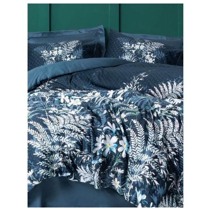 Parure de lit - 1 housse de couette 220 x 240 cm + 2 taies d'oreiller 60 x 60 cm - Satiné 100% coton - Vert