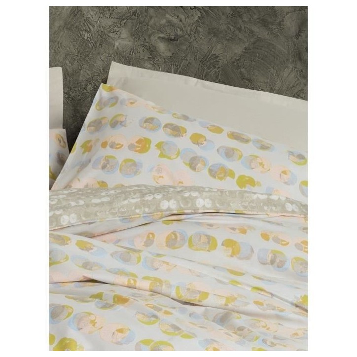 Parure de lit - 1 housse de couette 220 x 240 cm + 2 taies d'oreiller 60 x 60 cm - 100% coton renforcé - Beige