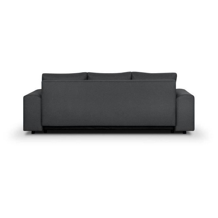 Canapé convertible avec coffre de rangement 3 places - INDIAN - Tissu gris foncé et pieds chrome - L250xH88xP98cm