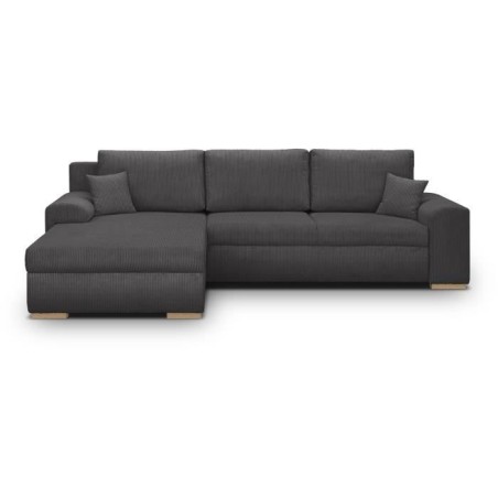 Canapé d'angle convertible - 5 places - INDIAN - Tissu velours côtel