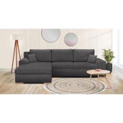 Canapé d'angle convertible - 5 places - INDIAN - Tissu velours côtel