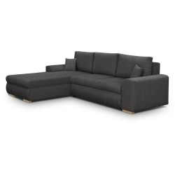 Canapé d'angle convertible - 5 places - INDIAN - Tissu velours côtel