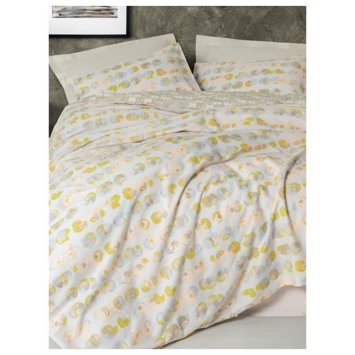Parure de lit - 1 housse de couette 220 x 240 cm + 2 taies d'oreiller 60 x 60 cm - 100% coton renforcé - Beige
