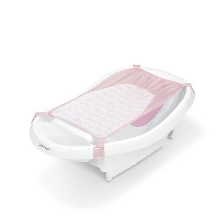 INGENUITY Baignoire bébé évolutive Deluxe rose, de la naissance jusqu'a 3 ans avec transat/hamac bébé inclus