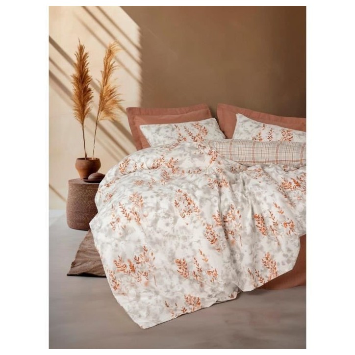 Parure de lit - 1 housse de couette 220 x 240 cm + 2 taies d'oreiller 60 x 60 cm - 100% coton renforcé - Cannelle Parure de lit - 1 housse de couette 220 x 240 cm + 2 taies d'oreiller 60 x 60 cm - 100% coton renforcé - Cannelle