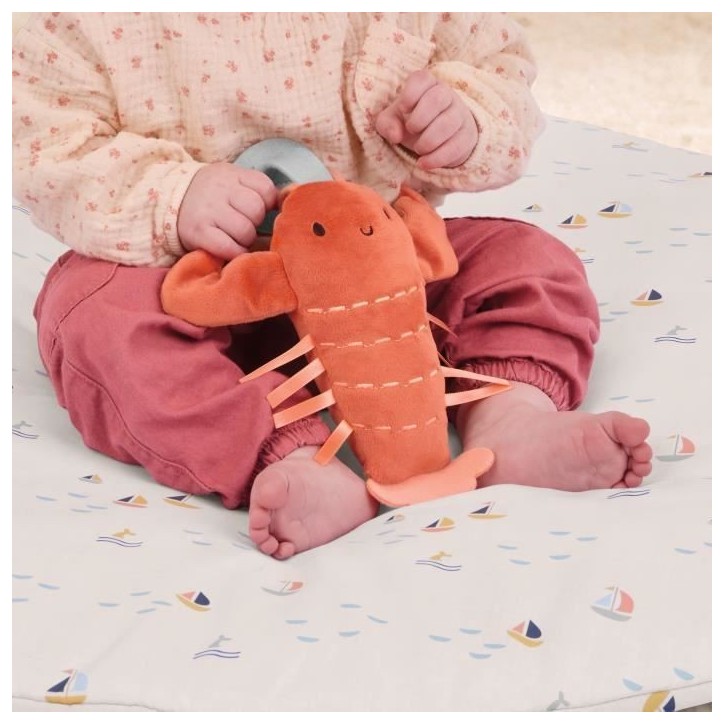 INGENUITY Tapis d'éveil réversible bébé évolutif - Marin - pliable, arche de jeu en bois amovible, 5 jouets, miroir, coussi