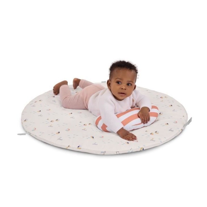 INGENUITY Tapis d'éveil réversible bébé évolutif - Marin - pliable, arche de jeu en bois amovible, 5 jouets, miroir, coussi