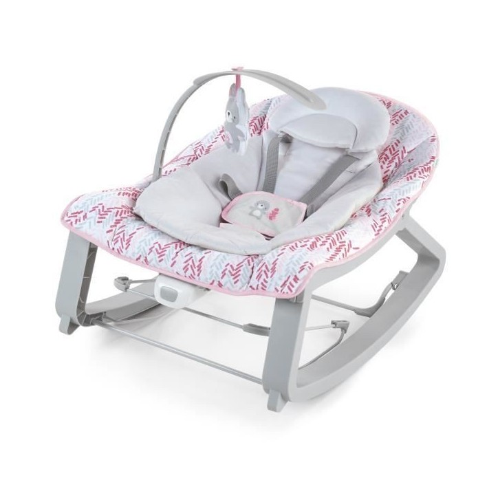 INGENUITY Transat bébé bascule évolutif 3-en-1 Keep Cozy -Lily- 3 Positions: arche avec jouets peluches amovible, jusqu'a 18