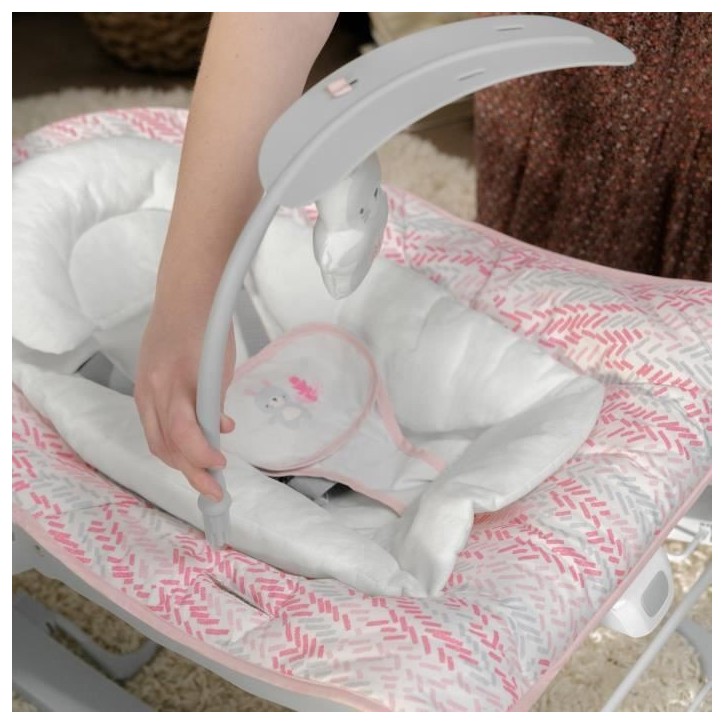 INGENUITY Transat bébé bascule évolutif 3-en-1 Keep Cozy -Lily- 3 Positions: arche avec jouets peluches amovible, jusqu'a 18
