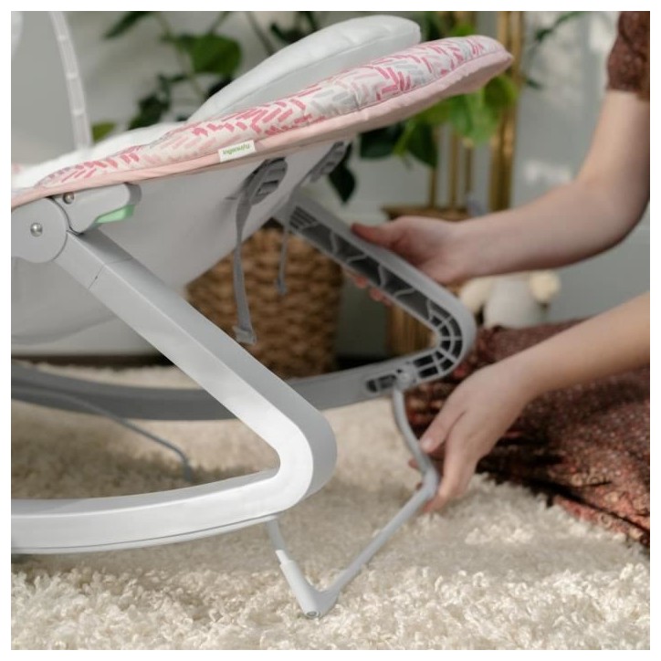 INGENUITY Transat bébé bascule évolutif 3-en-1 Keep Cozy -Lily- 3 Positions: arche avec jouets peluches amovible, jusqu'a 18