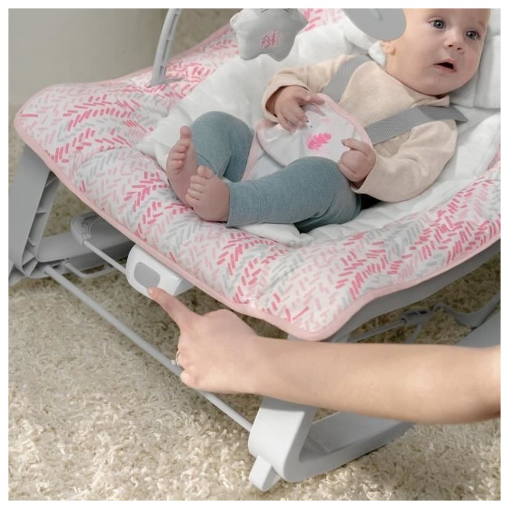 INGENUITY Transat bébé bascule évolutif 3-en-1 Keep Cozy -Lily- 3 Positions: arche avec jouets peluches amovible, jusqu'a 18