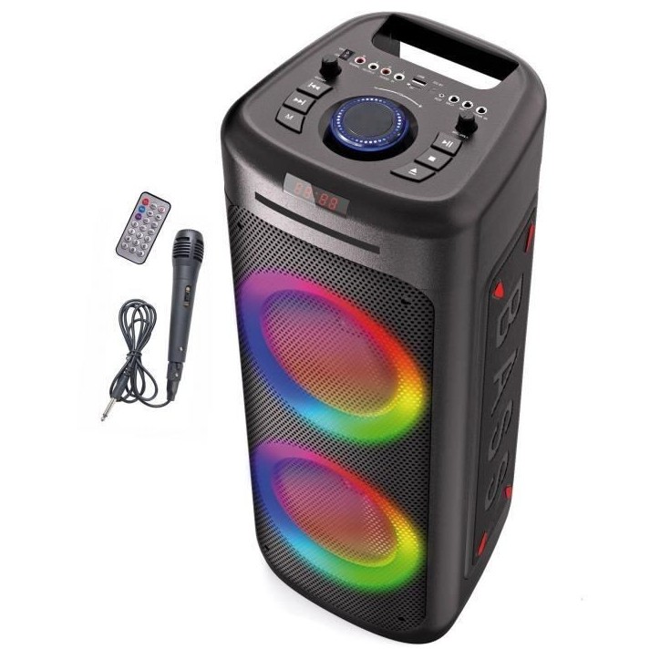 Enceinte bluetooth karaoké - INOVALLEY - MS06CD - 1000W - Bluetooth 5.0 - Lecteur CD - RGB - Radio FM - USB 2.0 - micro SD - Ka