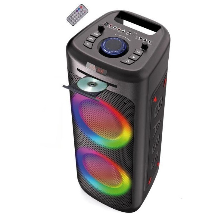 Enceinte bluetooth karaoké - INOVALLEY - MS06CD - 1000W - Bluetooth 5.0 - Lecteur CD - RGB - Radio FM - USB 2.0 - micro SD - Ka