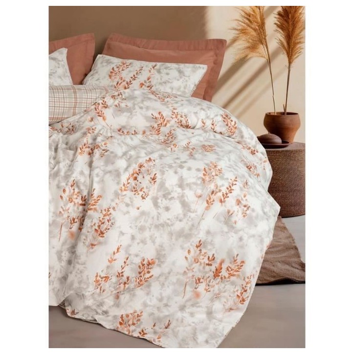 Parure de lit - 1 housse de couette 220 x 240 cm + 2 taies d'oreiller 60 x 60 cm - 100% coton renforcé - Cannelle Parure de lit - 1 housse de couette 220 x 240 cm + 2 taies d'oreiller 60 x 60 cm - 100% coton renforcé - Cannelle