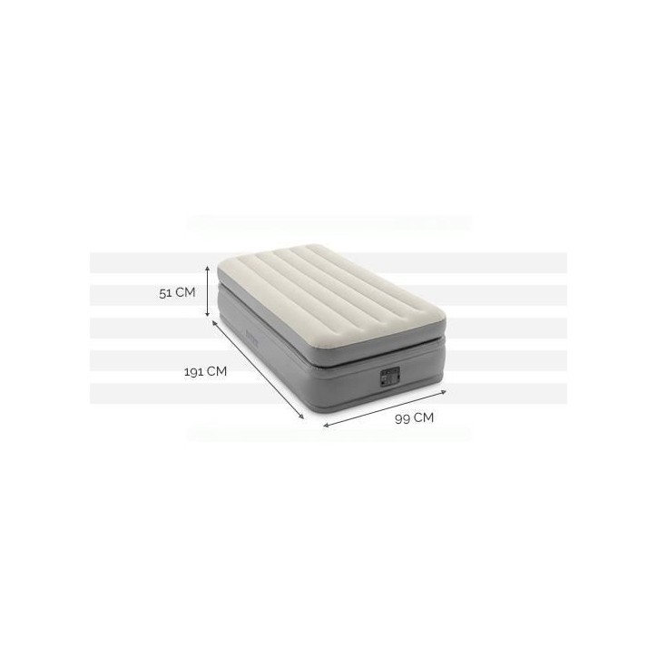 INTEX Matelas PRIME COMFORT FIBER TECH 99x191 - Gonflable - Fermeté réglable - 51 cm - Electrique - 1 personne INTEX Matelas PRIME COMFORT FIBER TECH 99x191 - Gonflable - Fermeté réglable - 51 cm - Electrique - 1 personne