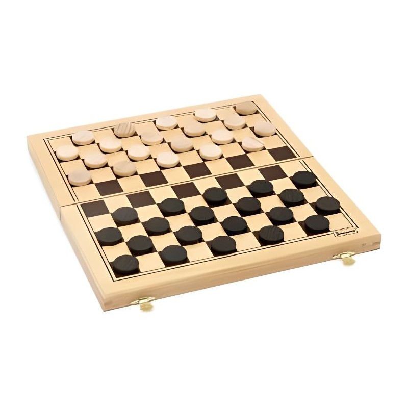 Jeu de Dames en Bois - Jeujura - 8131 - Coffret Pliant - 30x30x2cm - F