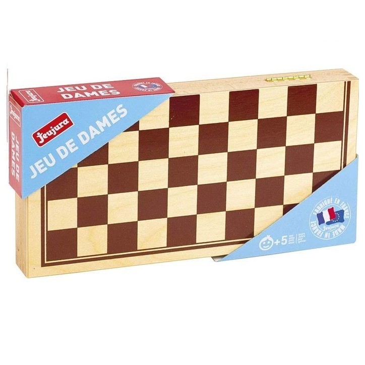 Jeu de Dames en Bois - Jeujura - 8131 - Coffret Pliant - 30x30x2cm - Fabrication Française