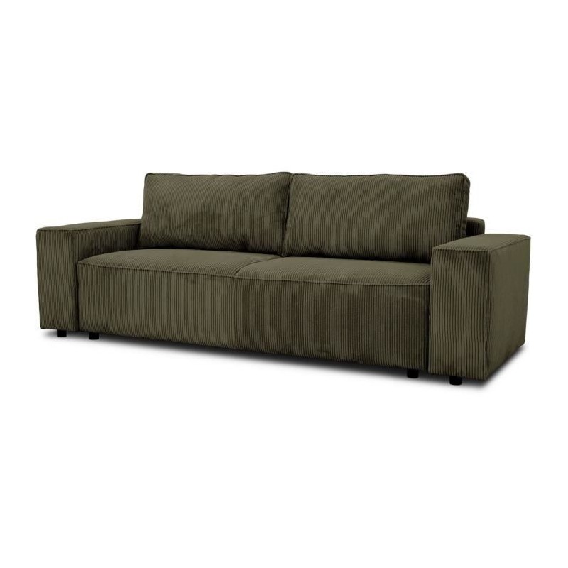 Canapé convertible 3 places - JOSH - Tissu Lincoln Kaki - Coffre de r Canapé convertible 3 places - JOSH - Tissu Lincoln Kaki - Coffre de r