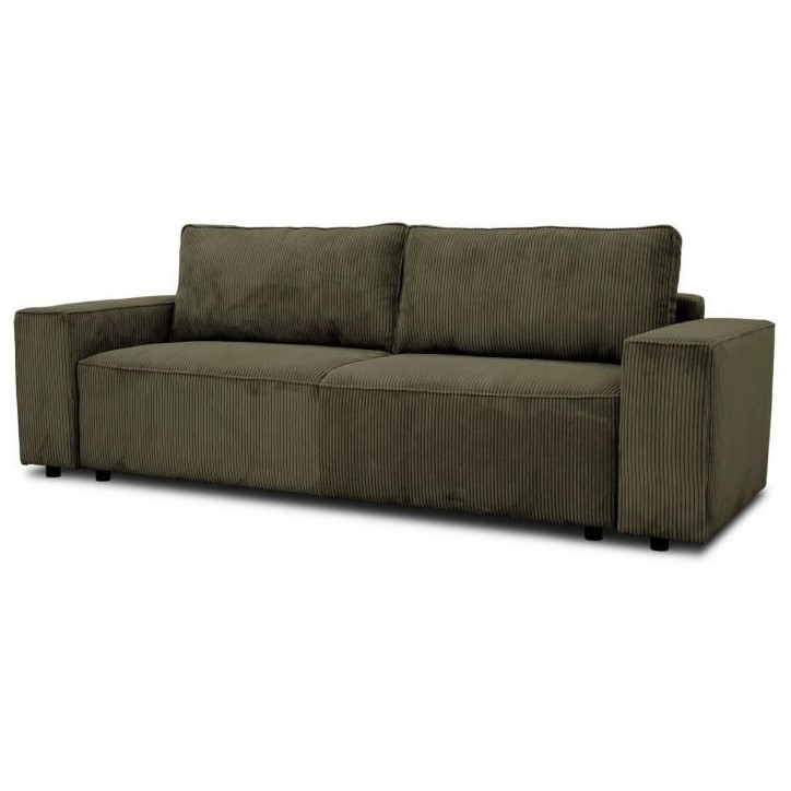 Canapé convertible 3 places - JOSH - Tissu Lincoln Kaki - Coffre de rangement - 239 x 86 x 85 cm Canapé convertible 3 places - JOSH - Tissu Lincoln Kaki - Coffre de rangement - 239 x 86 x 85 cm