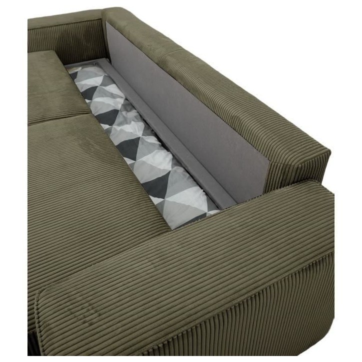 Canapé convertible 3 places - JOSH - Tissu Lincoln Kaki - Coffre de rangement - 239 x 86 x 85 cm Canapé convertible 3 places - JOSH - Tissu Lincoln Kaki - Coffre de rangement - 239 x 86 x 85 cm