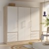 Armoire 4 portes battantes + 6 tiroirs - Chene et blanc - L 206 x P 60 Armoire 4 portes battantes + 6 tiroirs - Chene et blanc - L 206 x P 60