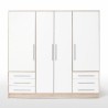 Armoire 4 portes battantes + 6 tiroirs - Chene et blanc - L 206 x P 60 Armoire 4 portes battantes + 6 tiroirs - Chene et blanc - L 206 x P 60