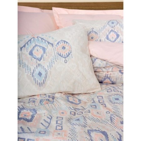 Parure de lit - 1 housse de couette 220 x 240 cm + 2 taies d'oreiller 60 x 60 cm - 100% coton renforcé - Saumon