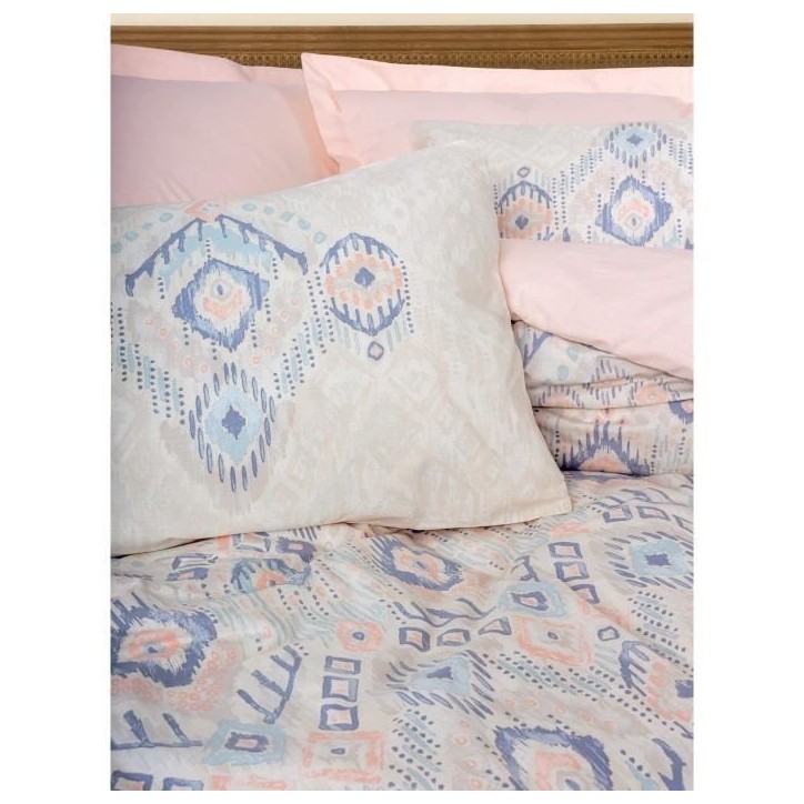 Parure de lit - 1 housse de couette 220 x 240 cm + 2 taies d'oreiller 60 x 60 cm - 100% coton renforcé - Saumon