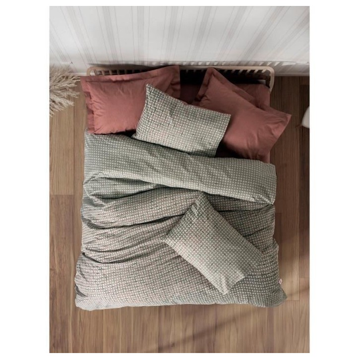 Parure de lit - 1 housse de couette 220 x 240 cm + 2 taies d'oreiller 60 x 60 cm - 100% coton renforcé - Rouge