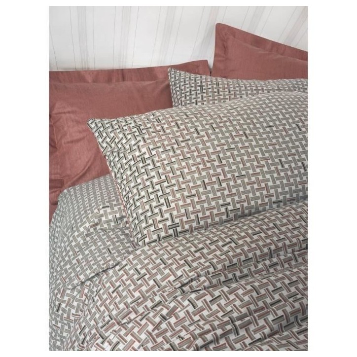 Parure de lit - 1 housse de couette 220 x 240 cm + 2 taies d'oreiller 60 x 60 cm - 100% coton renforcé - Rouge