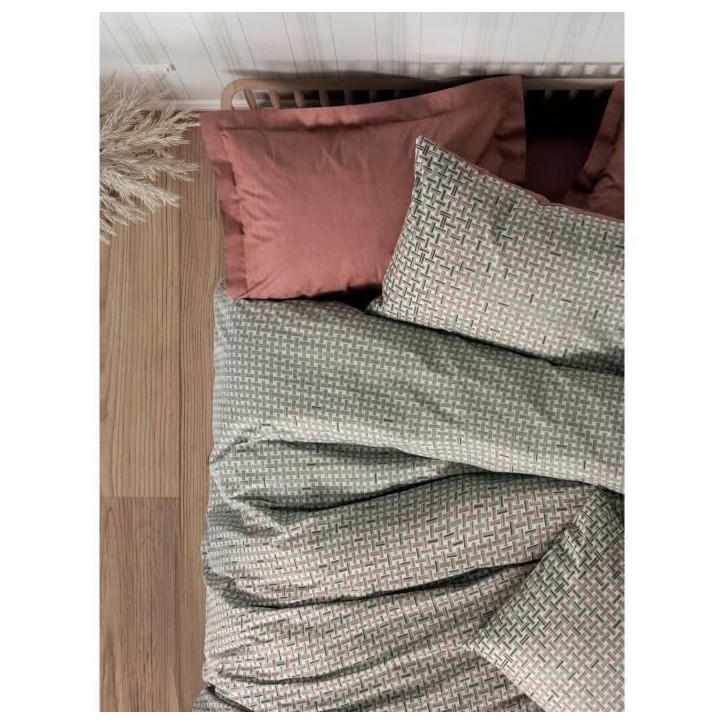 Parure de lit - 1 housse de couette 220 x 240 cm + 2 taies d'oreiller 60 x 60 cm - 100% coton renforcé - Rouge