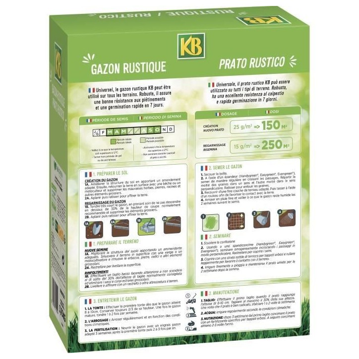 KB - Semences gazon - Rustique 150m² KB - Semences gazon - Rustique 150m²