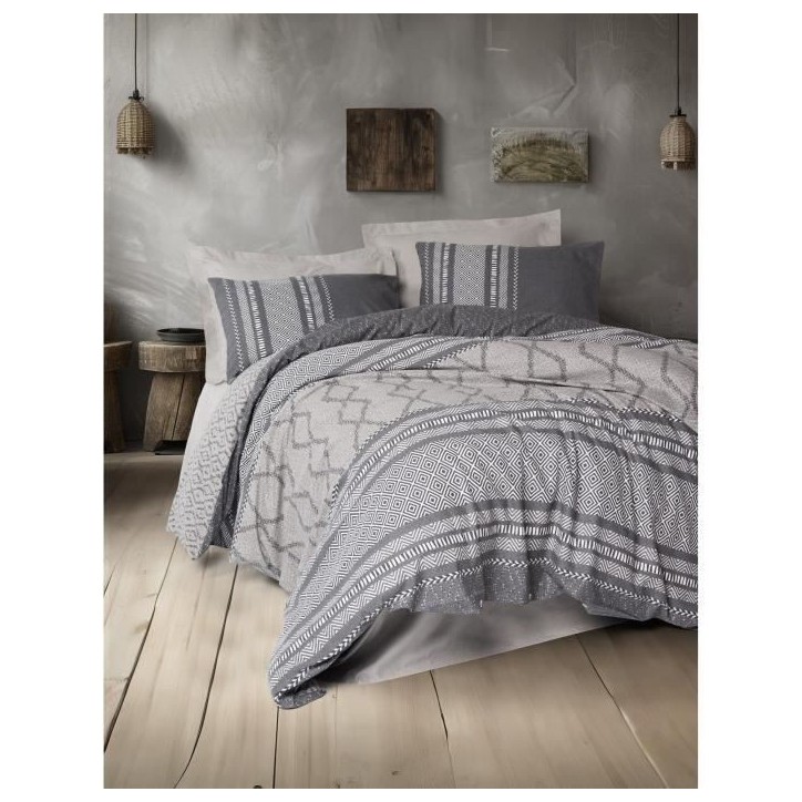 Parure de lit - 1 housse de couette 220 x 240 cm + 2 taies d'oreiller 60 x 60 cm - 100% coton renforcé - Vison Parure de lit - 1 housse de couette 220 x 240 cm + 2 taies d'oreiller 60 x 60 cm - 100% coton renforcé - Vison
