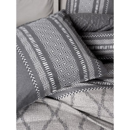 Parure de lit - 1 housse de couette 220 x 240 cm + 2 taies d'oreiller 60 x 60 cm - 100% coton renforcé - Vison