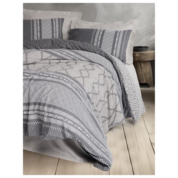 Parure de lit - 1 housse de couette 220 x 240 cm + 2 taies d'oreiller 60 x 60 cm - 100% coton renforcé - Vison Parure de lit - 1 housse de couette 220 x 240 cm + 2 taies d'oreiller 60 x 60 cm - 100% coton renforcé - Vison