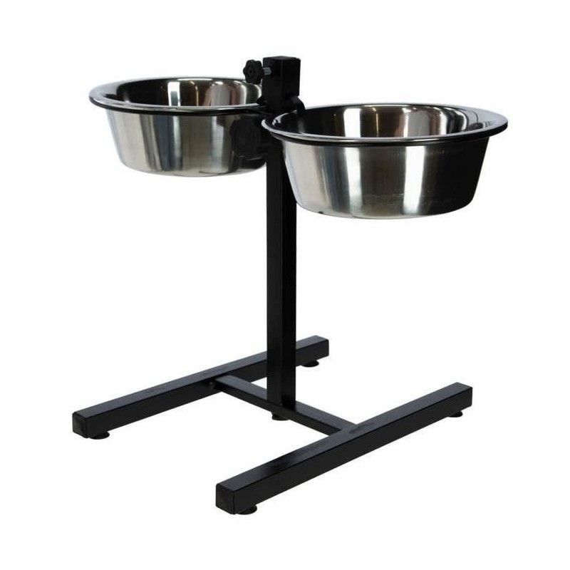 Kerbl Mangeoires d'animaux de compagnie avec support 2x2,8 L 43cm Noir