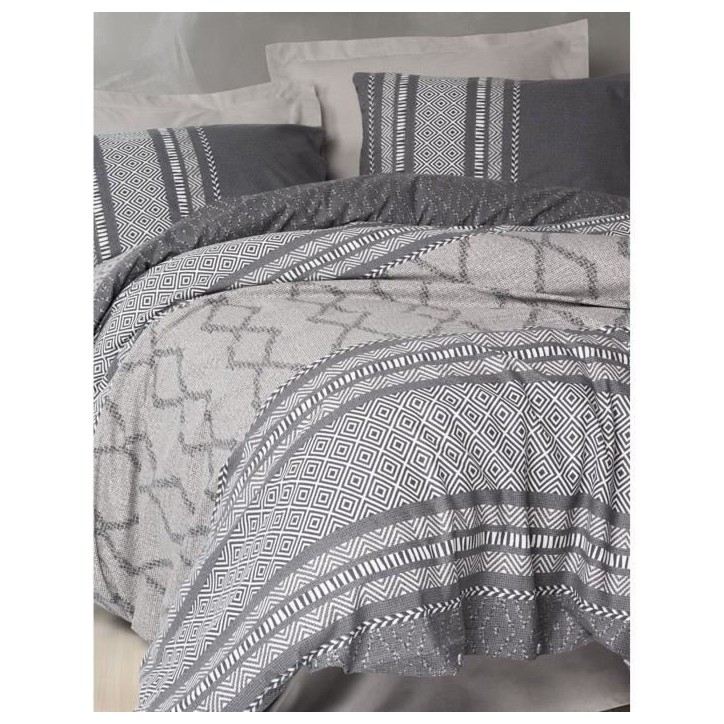 Parure de lit - 1 housse de couette 220 x 240 cm + 2 taies d'oreiller 60 x 60 cm - 100% coton renforcé - Vison Parure de lit - 1 housse de couette 220 x 240 cm + 2 taies d'oreiller 60 x 60 cm - 100% coton renforcé - Vison