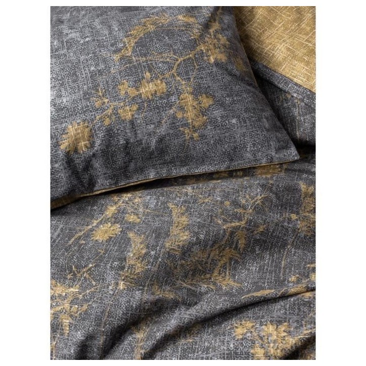 Parure de lit - 1 housse de couette 220 x 240 cm + 2 taies d'oreiller 60 x 60 cm - 100% coton renforcé - Moutarde